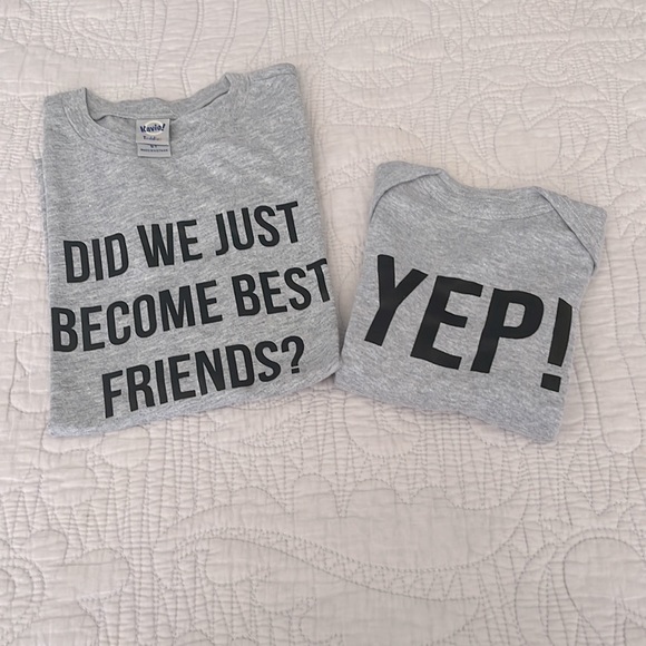 Siblings T-shirt & Infant onesie ~ Gray~ 5T and 6 months  ~ Unisex - Picture 2 of 11